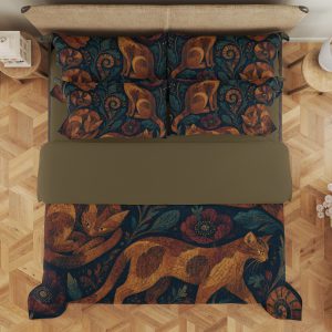Copper Poppy Cats Bedding Set - Image 3