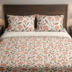 Coral Shellflower Vines Bedding Set
