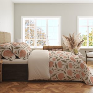 Alternative view of Coral Shellflower Vines Bedding Set