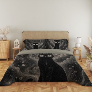 Cosmic Heart Black Cat Bedding Set - Image 5