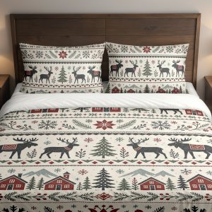 Crimson Nordic Woodland Bedding Set