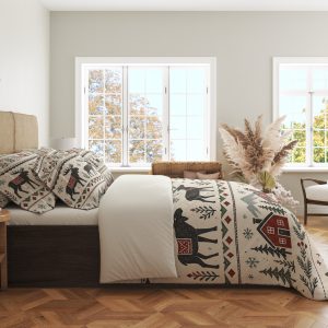 Alternative view of Crimson Nordic Woodland Bedding Set