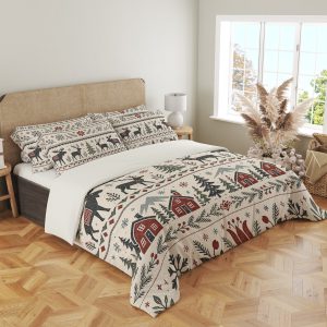 Crimson Nordic Woodland Bedding Set - Image 4