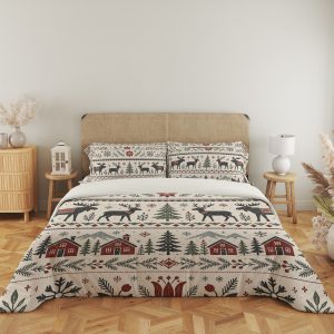 Crimson Nordic Woodland Bedding Set - Image 5