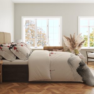 Alternative view of Crimson Plum Mist Peaks Bedding Set