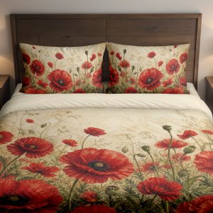 Crimson Poppy Meadow Bedding Set