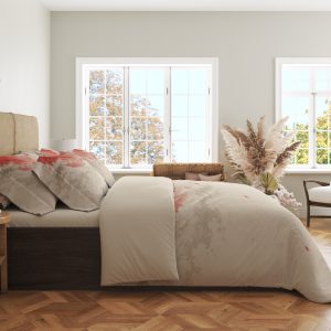 Alternative view of Crimson Ronin Blossom Moon Bedding Set