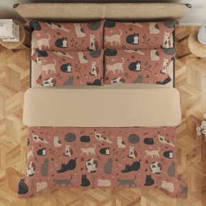 Dusty Rose Cat Scatter Bedding Set - Image 3
