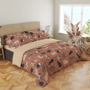 Dusty Rose Cat Scatter Bedding Set - Image 4