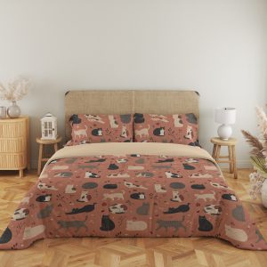Dusty Rose Cat Scatter Bedding Set - Image 5