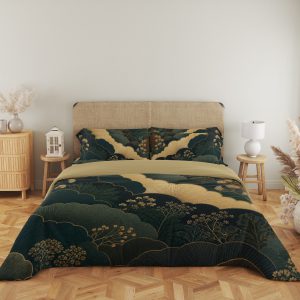 Gilded Evergreen Fan Canopy Bedding Set - Image 5