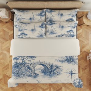 Indigo Harbor Toile Chronicle Bedding Set - Image 3