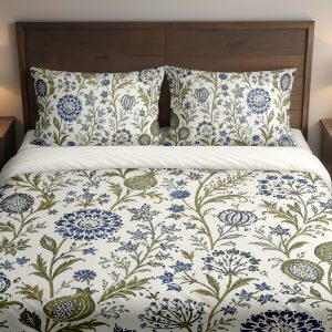 Indigo Olive Blockprint Garden Bedding Set