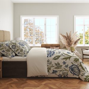 Alternative view of Indigo Olive Blockprint Garden Bedding Set