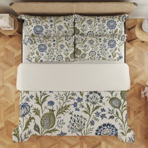 Indigo Olive Blockprint Garden Bedding Set - Image 3