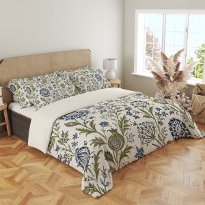 Indigo Olive Blockprint Garden Bedding Set - Image 4