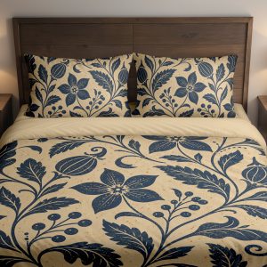Indigo Parchment Folk Bloom Bedding Set