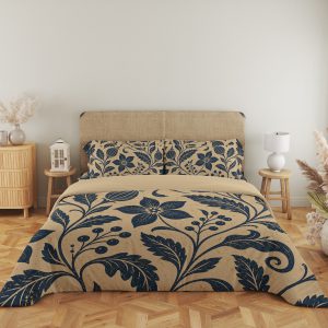 Indigo Parchment Folk Bloom Bedding Set - Image 5