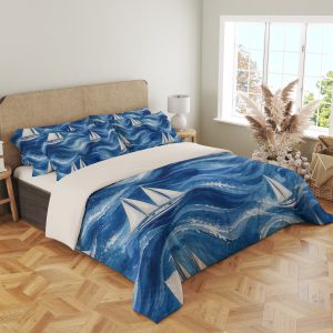 Indigo Sailboat Wave Passage Bedding Set - Image 4
