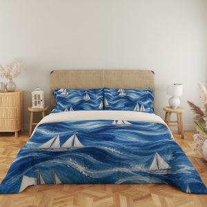 Indigo Sailboat Wave Passage Bedding Set - Image 5