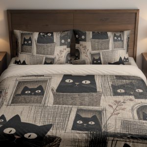 Ink Window Cat Portraits Bedding Set