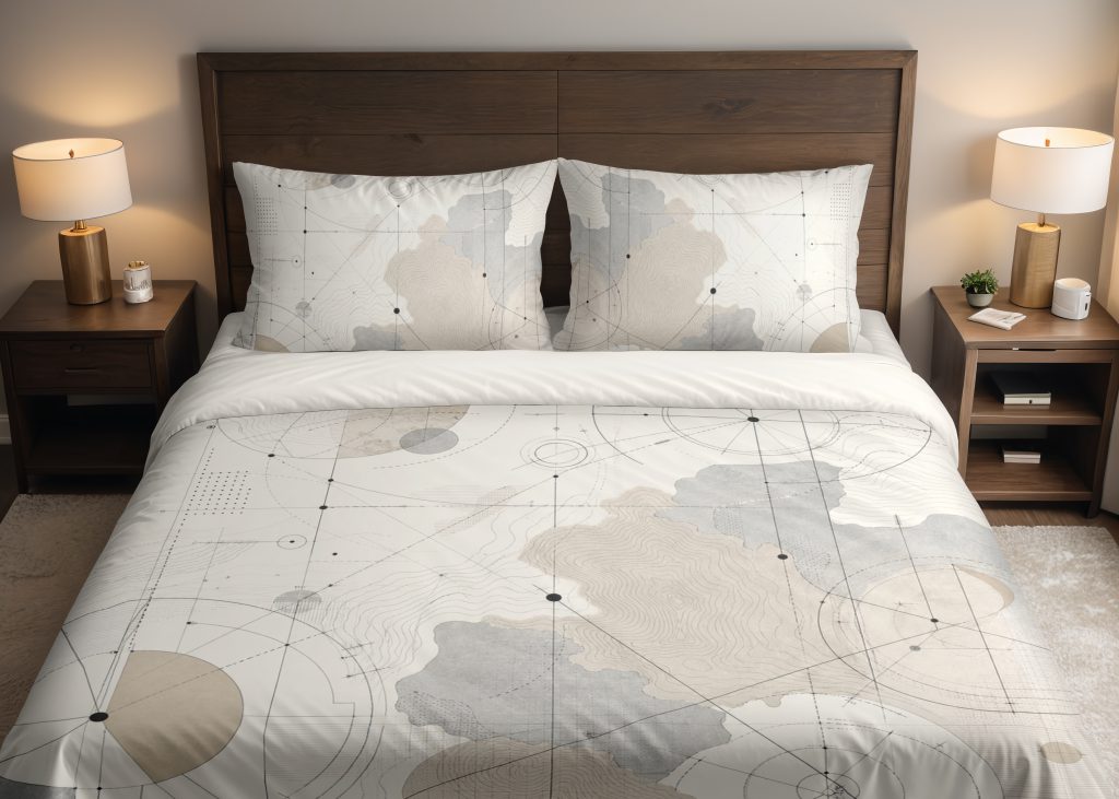 Ivory Cartographer Diagram Atlas Bedding Set