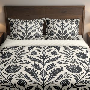Ivory Nocturne Folklore Damask Bedding Set