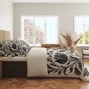 Alternative view of Ivory Nocturne Folklore Damask Bedding Set