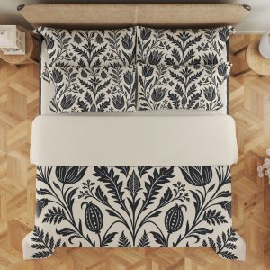 Ivory Nocturne Folklore Damask Bedding Set - Image 3