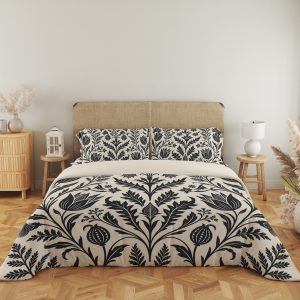 Ivory Nocturne Folklore Damask Bedding Set - Image 5