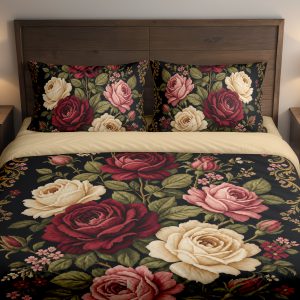 Midnight Rose Botanical Bedding Set mockup 1