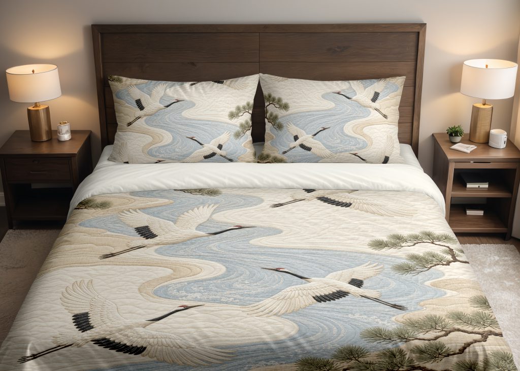 Mist River Crane Flight Bedding Set