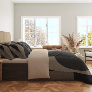 Alternative view of Monochrome Modern Cat Quartet Bedding Set