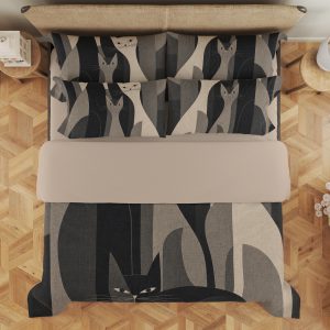 Monochrome Modern Cat Quartet Bedding Set - Image 3