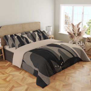 Monochrome Modern Cat Quartet Bedding Set - Image 4