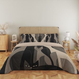 Monochrome Modern Cat Quartet Bedding Set - Image 5