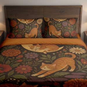Moonlit Ginger Cat Garden Bedding Set