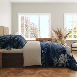 Alternative view of Moonlit Indigo Blossom Current Bedding Set