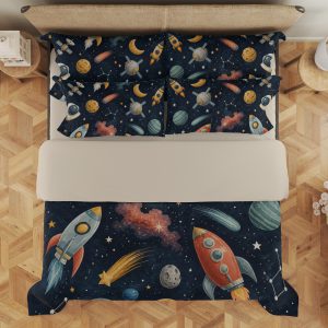 Navy Watercolor Cosmic Voyager Bedding Set - Image 3