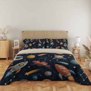 Navy Watercolor Cosmic Voyager Bedding Set - Image 5