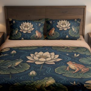 Nocturne Frog Lotus Bedding Set