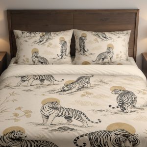 Oatmeal Tiger Halo Parade Bedding Set