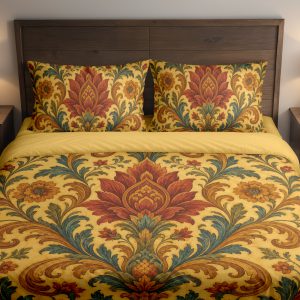 Ochre Jacobean Garden Crest Bedding Set