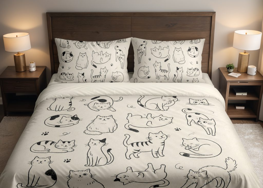 Parchment Cat Doodle Society Bedding Set