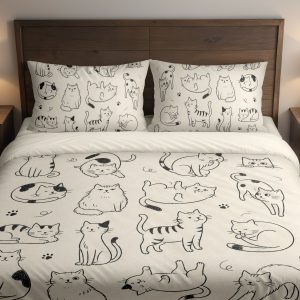 Parchment Cat Doodle Society Bedding Set