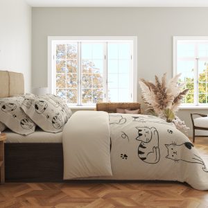 Alternative view of Parchment Cat Doodle Society Bedding Set