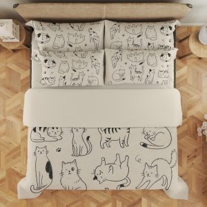 Parchment Cat Doodle Society Bedding Set - Image 3