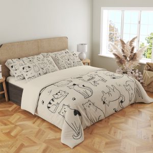 Parchment Cat Doodle Society Bedding Set - Image 4