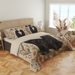 Parchment Floral Cat Pair Bedding Set - Image 4