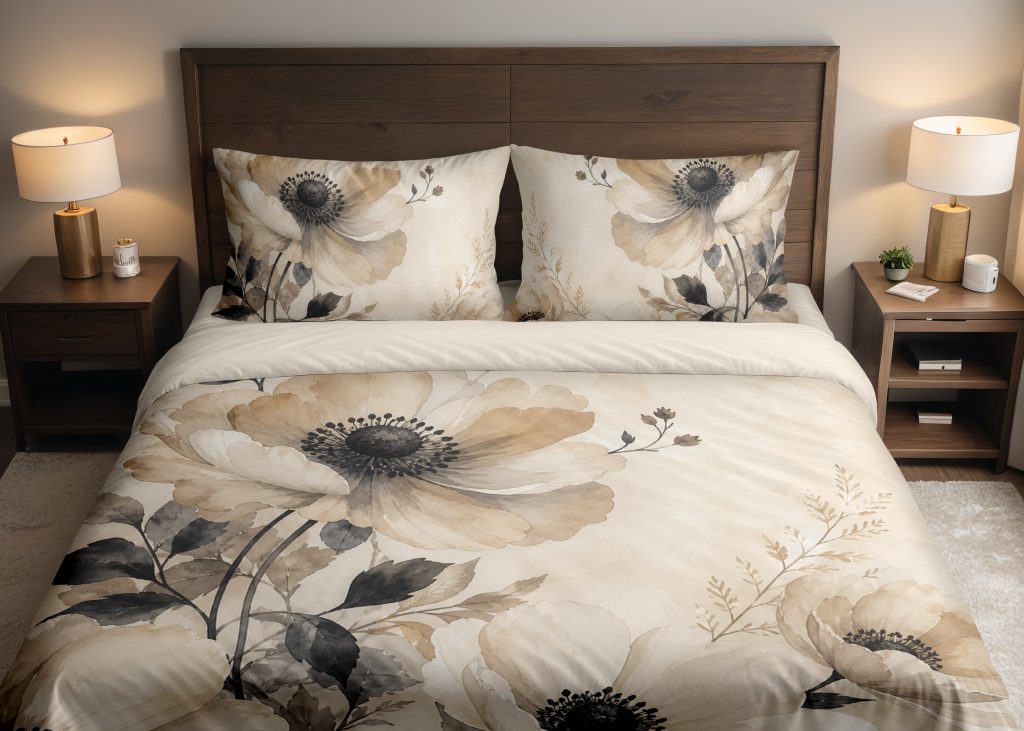 Parchment Noir Anemone Bedding Set